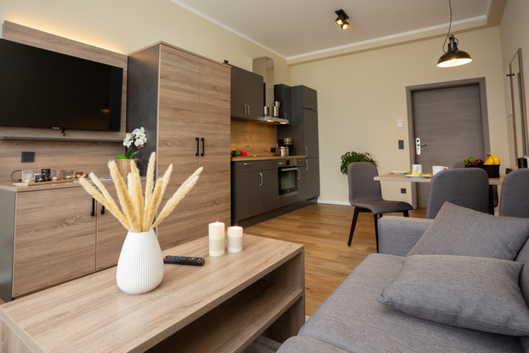 Wohnbereich und Küche Wohnung 2